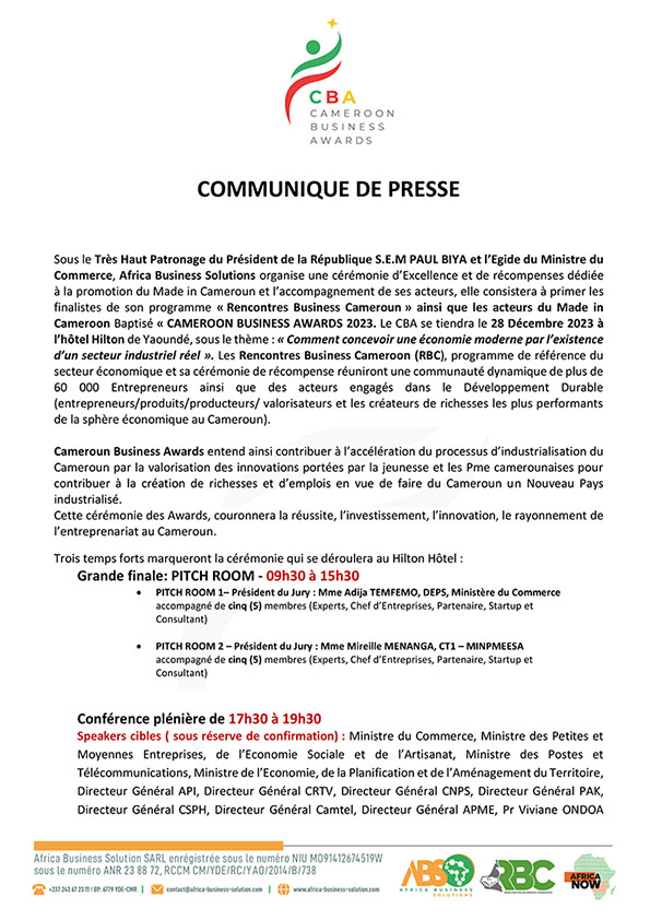 Communiqué de presse CBA