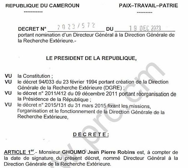 Cameroun: Jean Pierre Ghoumo est le nouveau DGRE